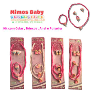 Kit com Colar , Brincos , Anel e Pulseira