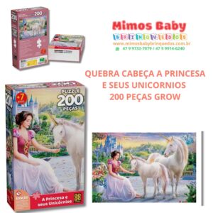 QUEBRA CABECA A PRINCESA E SEUS UNICORNIOS  200 PEÇAS GROW