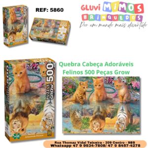 Quebra Cabeça Adoráveis Felinos 500 Peças Grow