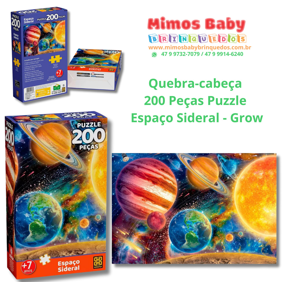 Quebra-cabeça 200 Peças Puzzle Espaço Sideral – Grow – Gluvi Mimos ...