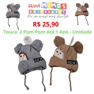 Touca  2 Pom Pom Até 1 Ano - Unidade