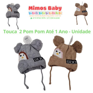 Touca  2 Pom Pom Até 1 Ano - Unidade