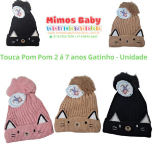 Touca Pom Pom 2 a 7 anos Gatinho - Unidade