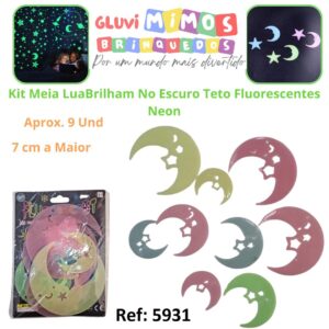 Kit Meia Lua Brilham No Escuro Teto Fluorescentes Neon Aprox. 9 Und 7 cm a Maior