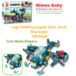 Blocos Polibrinq Capitã Tesla  Herói - Blue Eagle   125 Peças