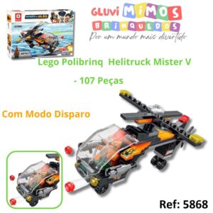 Blocos Polibrinq  Helitruck Mister V   - 107 Peças