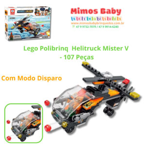 Blocos Polibrinq  Helitruck Mister V   - 107 Peças