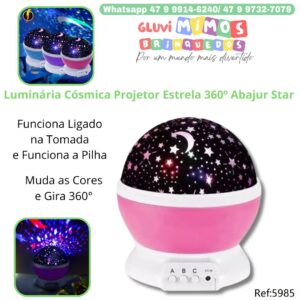 Luminária Cósmica Projetor Estrela 360º Abajur Star