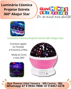 Luminária Cósmica Projetor Estrela 360º Abajur Star