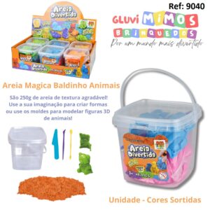 Areia Magica Baldinho Animais 250g - Unidade - Cores Sortidas