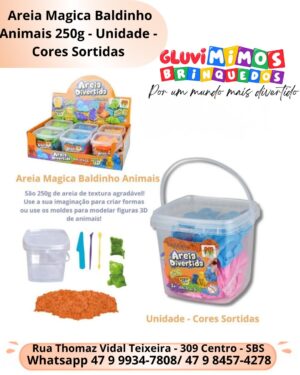 Areia Magica Baldinho Animais 250g - Unidade - Cores Sortidas