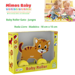 Baby Roller Gato - Junges - Roda Livre - Madeira - 18 cm x 15 cm