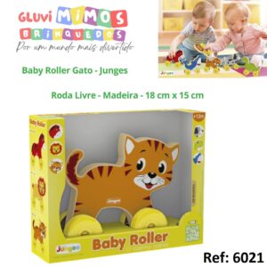 Baby Roller Gato - Junges - Roda Livre - Madeira - 18 cm x 15 cm