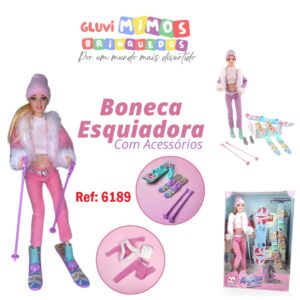 Boneca Esquiadora Fashion C/ Acessórios