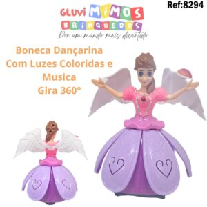 Boneca Dançarina Com Luzes Coloridas e Musica Gira 360°