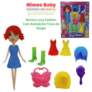 Boneca Lucy Fashion Com Acessórios Troca de Roupa