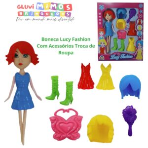Boneca Lucy Fashion Com Acessórios Troca de Roupa