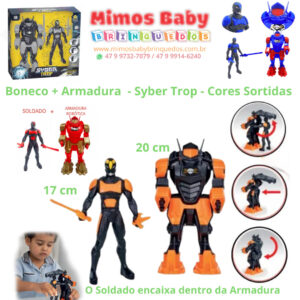 Boneco + Armadura  - Syber Trop - Cores Sortidas
