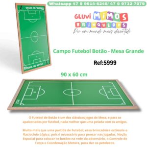 Campo Futebol Botão - Mesa Grande  90 x 60 cm