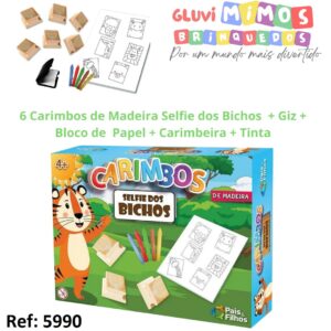 Carimbo de Madeira Selfie dos Bichos - Pais & Filhos