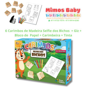 Carimbo de Madeira Selfie dos Bichos - Pais & Filhos