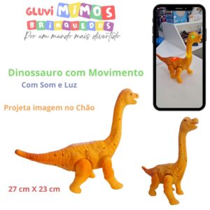 Dinossauro com Movimento  Com Som e Luz Projeta imagem no Chão 27 cm X 23 cm