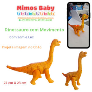 Dinossauro com Movimento  Com Som e Luz Projeta imagem no Chão 27 cm X 23 cm