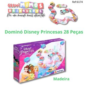 Dominó Disney Princesas 28 Peças Madeira