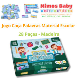 Jogo Caça Palavras Material Escolar  28 Peças - Madeira