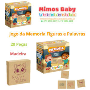 Jogo da Memoria Figuras e Palavras, 20 Peças , Madeira