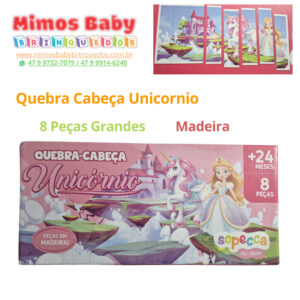 Quebra Cabeça Unicórnio 8 Peças Grandes Madeira