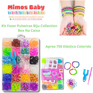 Kit Fazer Pulseiras Biju Collection Box Na Caixa  Aprox 750 Elástico Colorido