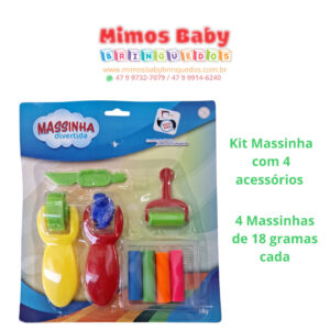 Kit Massinha com 4 acessórios  4 Massinhas de 18 gramas cada