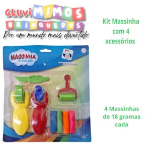 Kit Massinha com 4 acessórios  4 Massinhas de 18 gramas cada
