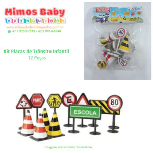 Kit Placas de Trânsito Infantil  12 Peças