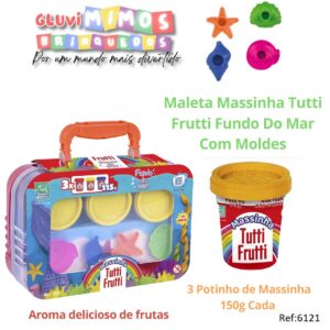 Maleta Massinha Tutti Frutti Fundo Do Mar Com Moldes