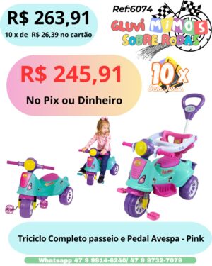 Triciclo Completo  Passeio e Pedal Avespa – Pink