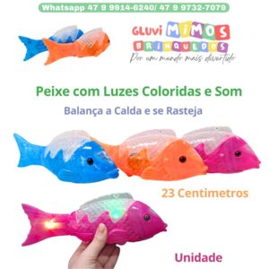 Peixe com Luzes Coloridas e Som Balança a Calda e se Rasteja
