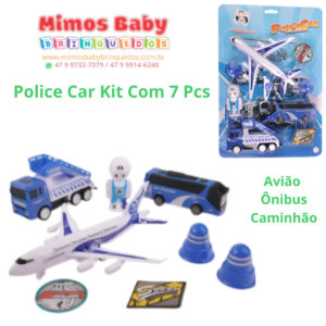 Police Car Kit Com 7 Pcs, Avião  Ônibus Caminhão
