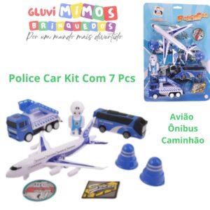 Police Car Kit Com 7 Pcs, Avião  Ônibus Caminhão