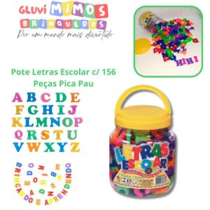 Pote Letras Escolar c/ 156 Peças Pica Pau