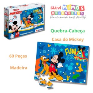 Quebra-Cabeça - Casa do Mickey - 60 Peças - Madeira - Xalingo