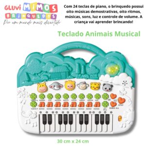 Teclado Animais Musical  24 Teclas 30 cm x 24 cm