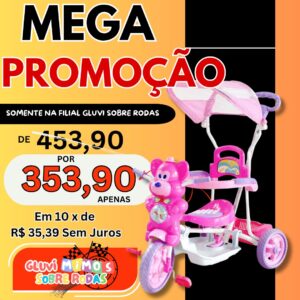 Triciclo Passeio Divertido Ursinho Rosa