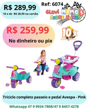Triciclo Completo  Passeio e Pedal Avespa – Pink