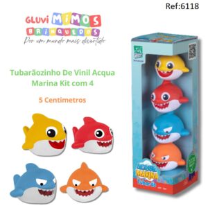 Tubarãozinho De Vinil Acqua Marina Kit com 4
