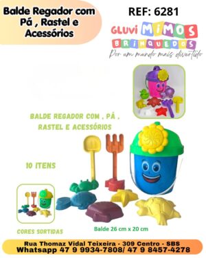 Balde Regador com , Pá , Rastel e Acessórios