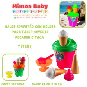 Balde Sorvetão com Moldes para Fazer Soverte pegador e taça