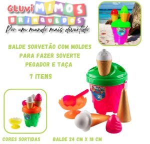 Balde Sorvetão com Moldes para Fazer Soverte pegador e taça