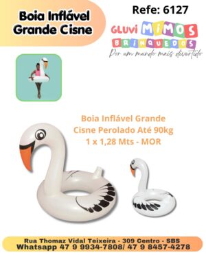 Boia Inflável Grande Cisne Perolado Até 90kg 1 x 1,28 Mts - MOR
